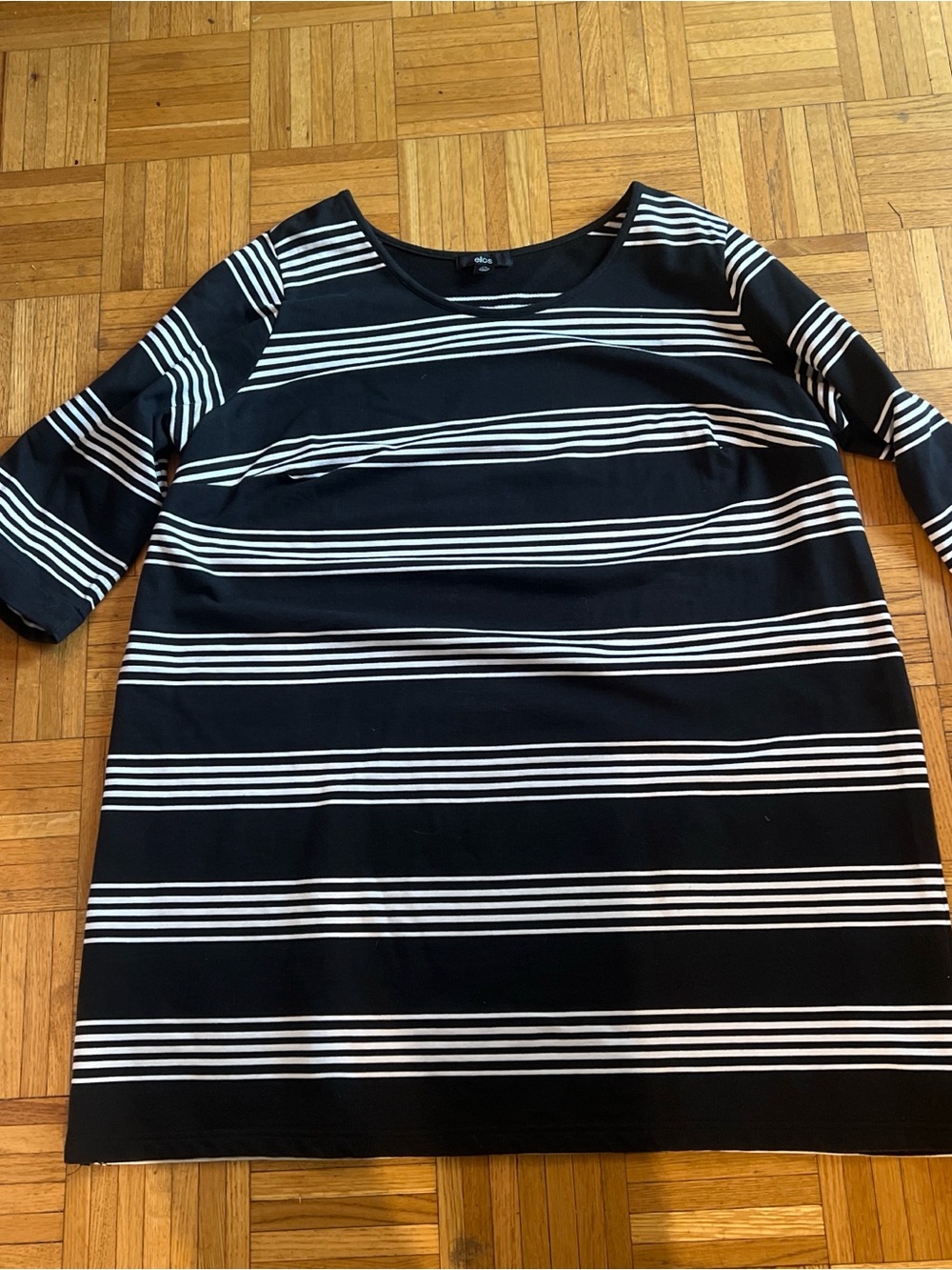 ellos Black and White Striped Midi Dress